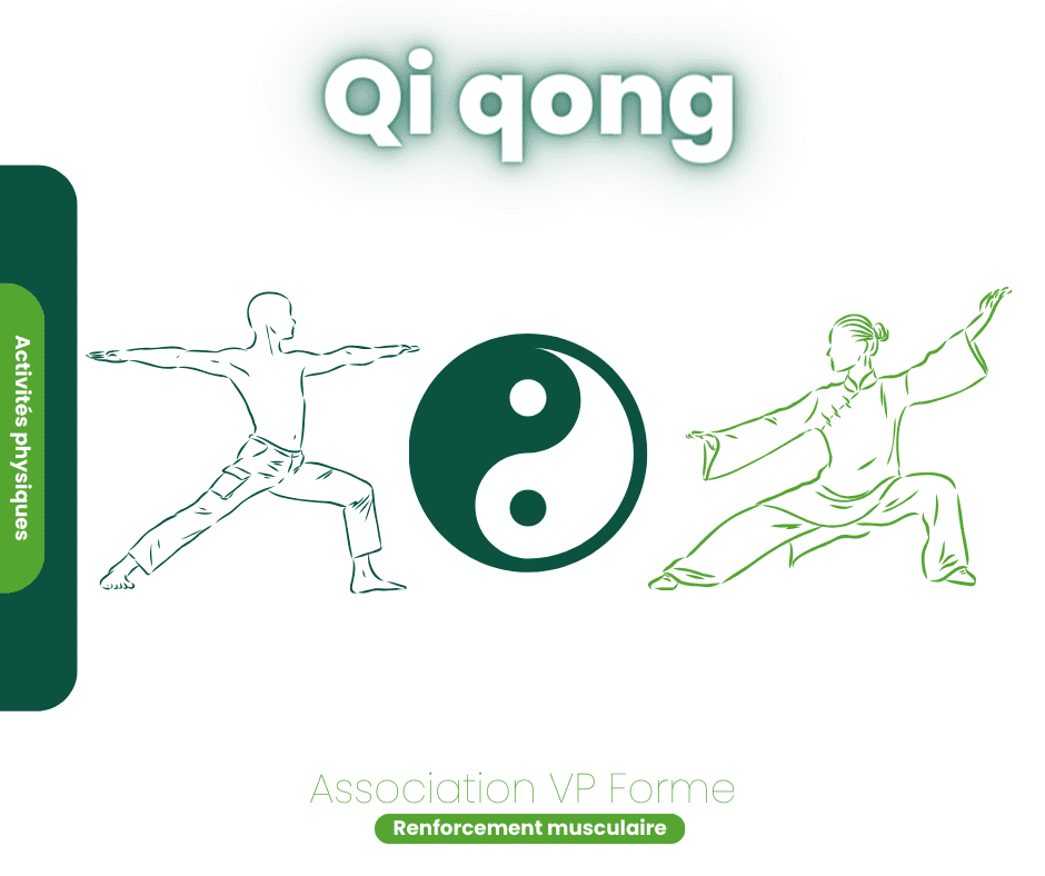 Illustration pratiques de Qi Gong pour renforcement musculaire.